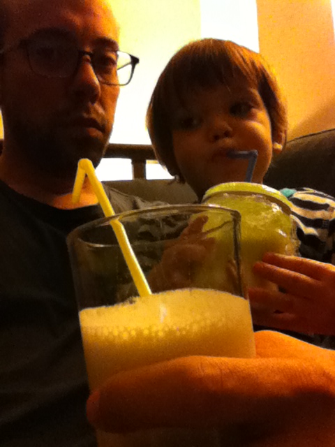 Nate and Mitchell having smoothies. He brought me one too.